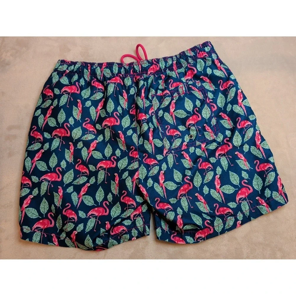 Beach Bros. Men's Flamingo Blue‎ & Pink Swim Trunks Size XL